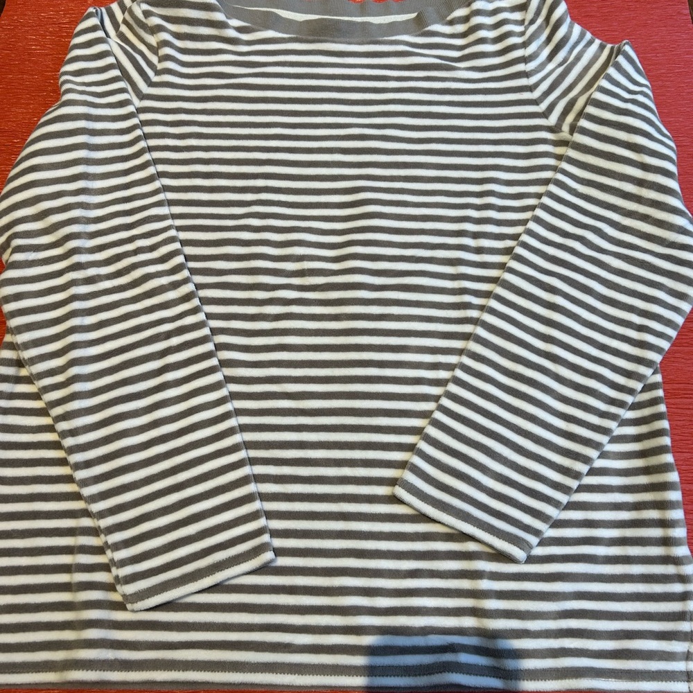 Joules Gray and White Striped Top